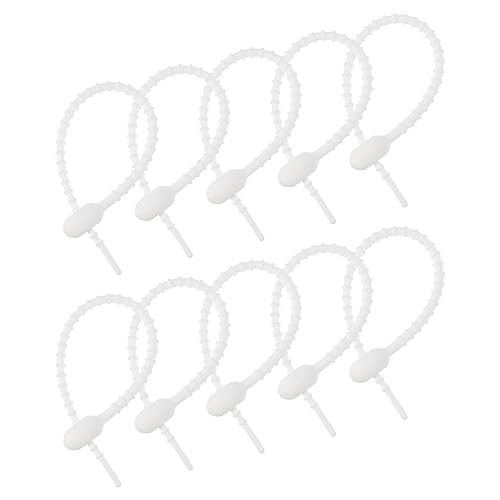 sourcing map 30 Stück Wiederverwendbare Reißverschlüsse 6Zoll Silikon Krawatten Taschenclips Allzweck Silikon Kabelbinder Brotkrawatte Haushalts Verdrehen Krawatten Wiederverwendbare Weiß von sourcing map