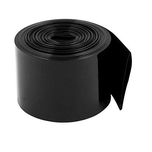 sourcing map 30 mm flache Breite 2,2 m Länge PVC-Schrumpfschlauch schwarz für 18650 Akkupack von uxcell