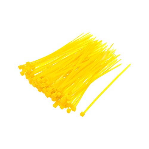 sourcing map 300 Stück Markierung Kabelbinder Gelb 100mmx1.8mm Selbstsichernde Kabelbinder Set Beständige Kabelbinder Wiederverschließbar Kabel Organizer für Kabelmanagement Kabelschutz von sourcing map