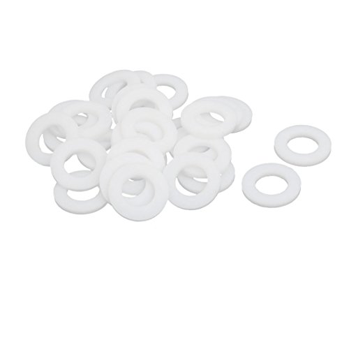 sourcing map 30St PTFE Flache Unterlegscheiben Dichtung 18mm AD 10mm ID 2mm Dicke Weiß von uxcell