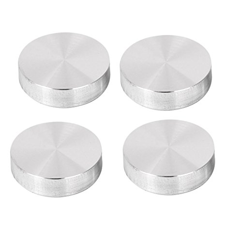 sourcing map 30mm x M6 für Glas Tischplatte Adapter Rund Aluminium Scheibe Silber 4 Stück von uxcell