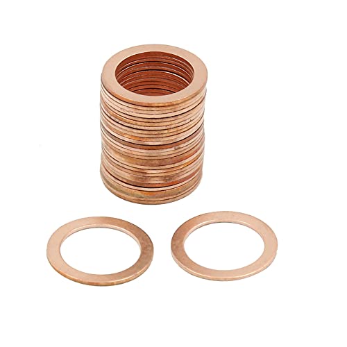 sourcing map 30stk. Flach Unterlegscheiben Dichtung Kupferringe Dichtringe Dichtplatte 18mm von sourcing map