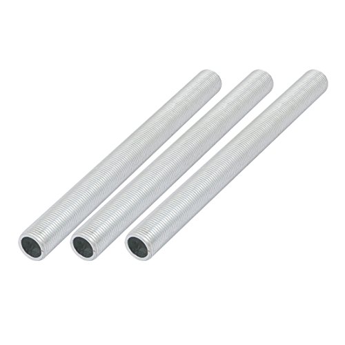 sourcing map 3Pack Lampenrohrnippel M12 Gewinde 130mm Hohl Reparaturteil silber verzinkt von sourcing map