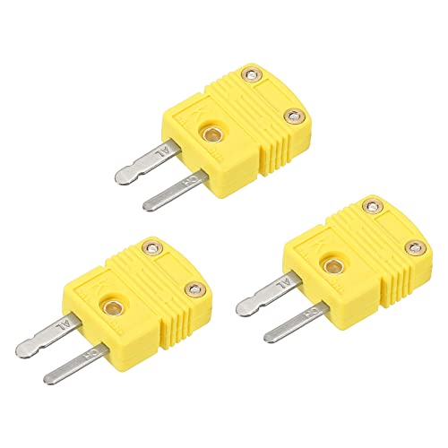 sourcing map 3Stk K Typ Thermoelement Draht Steckverbinder Stecker Steckdose Adapter Hohe Temperatur 220°C(428°F) für Thermoelement Sensor Fühler Gelb von sourcing map