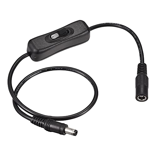 sourcing map 3Stk. DC-Kabel mit EIN/AUS-Schalter 5,5 mm x 2,5 mm DC-Stecker auf Buchse Verlängerungskabel 50 cm Schwarz für LED-Schreibtischlampe LED-Streifen von sourcing map