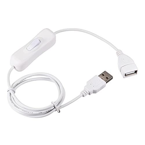 sourcing map 3Stk. USB Kabel mit Ein/Aus Schalter USB Stecker auf Buchse Verlängerungskabel 1m Weiß für LED Schreibtischlampe LED Streifen von sourcing map