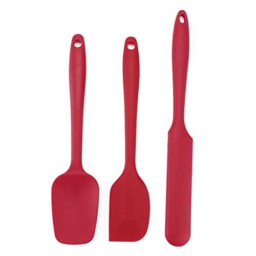 sourcing map 3stk. Silikon Spachtel Satz Hitzebeständig Kratzfest Küchen Wender Antihaft Spatel zum Backen Schaben und Mischen rot von sourcing map