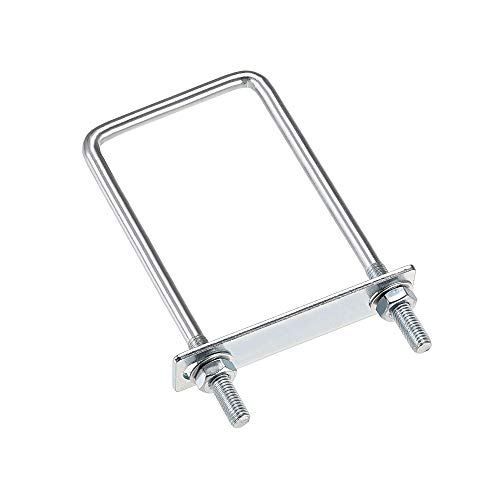 sourcing map 4 Stück Vierkant U-Bolzen Bügelschrauben Bügelbolzen 2-3/8"(60mm) Innenbreite 150mm Länge Kohlenstoffstahl M8 mit Muttern, Rahmenplatte, runde Unterlegscheiben von sourcing map