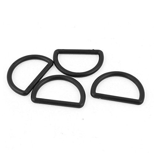 sourcing map 4 Stück Karabiner Ring 38mm schwarz Kunststoff Rucksack Hand D-Ring Haken D Form Schnalle von uxcell