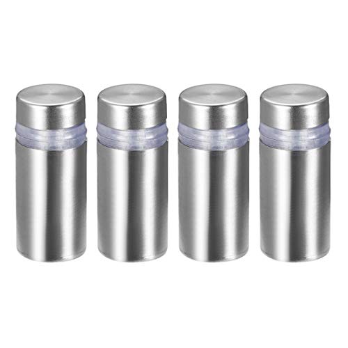 sourcing map 4 Stück Abstandshalter 12×28mm（Dia*H） Edelstahl Schilderhalter Werbeschraube Abstandsschrauben für Schilder Displays, Silber von sourcing map