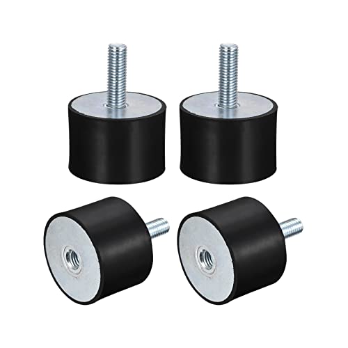 sourcing map 4 Stück Gummi Halterungen M12 Stecker/Buchse Schwingungsisolator Stoßdämpfer D60mmxH40mm für Garage Motor Luftkompressor Auto Boot Bobbins von sourcing map