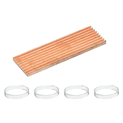 sourcing map M.2 Kühlkörper-Kit reines Kupfer 70 x 21 x 3mm für M.2 2280 SSD Laptop mit selbstklebendem Klebeband und 4 Stück Gummiringen von sourcing map