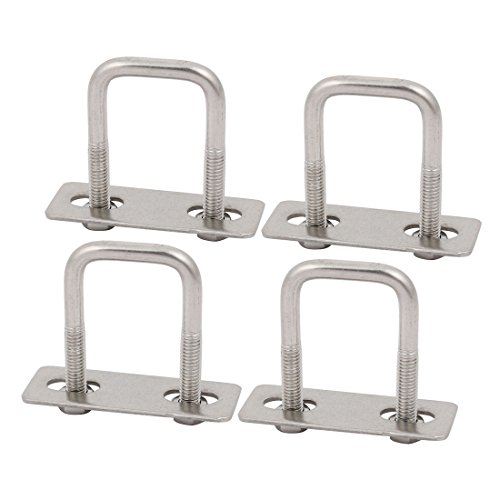 sourcing map 4 Stück Bügelschraube M6 x 25 x 50mm Quadratrohrschelle U Bolzen Quadratische U-Bügel Bügelschraube 304 Edelstahl U-Bolts mit Mutter Platte für Auto Rohr Abschleppen Befestigung von uxcell
