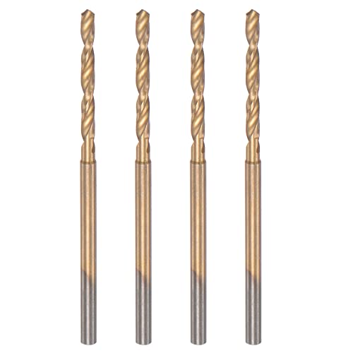 sourcing map 4 Stück Mini Spiralbohrer 2mm Mikrogravur Bohrer Hochgeschwindigkeitsstahl 2.35mm Schaft Titanbeschichtet für DIY Harz Bernstein und Holz von sourcing map