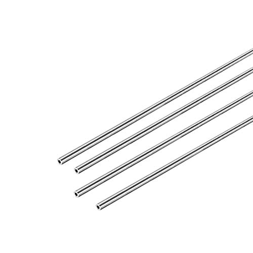sourcing map 4 Stück 304 Edelstahl Rohr 3 mm Außendurchmesser, Nahtlose Gerade Rundrohr 1mm Wandstärke, Runde Edelstahlrohr 250mm Länge, Industrie Präzision Metallrohr für Geländer Handläufe von sourcing map