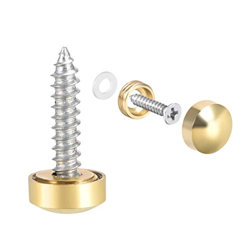 sourcing map 4 Stück Spiegelschrauben Panelschrauben Spiegel Schrauben Kappen Abdeck Nägel Gold Poliert 10mm von sourcing map