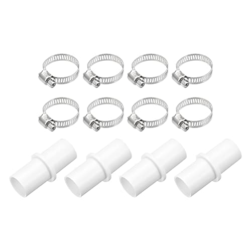 sourcing map 4 Stück Waschmaschinen Ablaufschlauch Verbinder Verlängerung Adapter Weiß 0.79" mit Klemmen von sourcing map