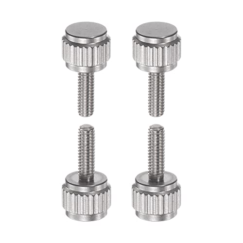 sourcing map 4 runde flache Kopf-Rändelschrauben M2,5 x 8 mm Handklemmschrauben Gewindebolzen für Messschieber von sourcing map