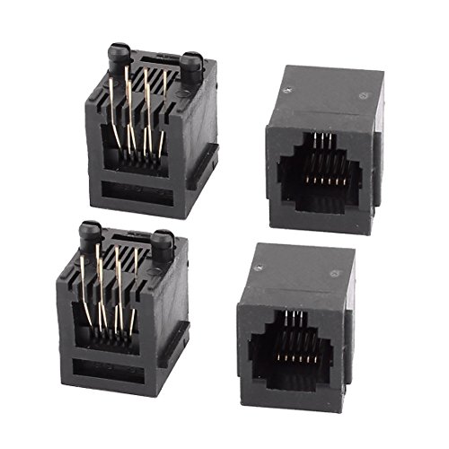sourcing map 4 x vertikale Montage 6P6C RJ12 PCB Jack Netzwerk-Telefonanschluss von uxcell