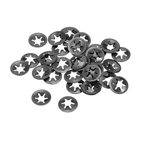 sourcing map 40 Stück M6 Stern Sicherungsscheibe 5.4mm Innendurchm. 14 mm Außendurchm. Innenzahn Sicherungsscheiben Drücken Verriegelung Clip 65Mn Schwarz von sourcing map
