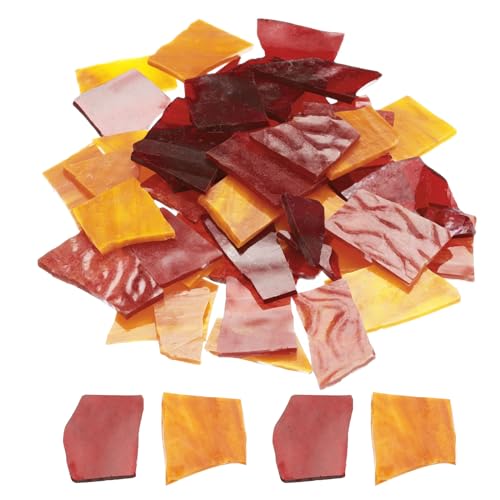 sourcing map 400g Mosaikfliesen Unregelmäßige Glasmosaikfliesen Bunte Mosaikglasstücke für Heimdekoration Kunsthandwerk DIY-Projekte Rote Serie von sourcing map