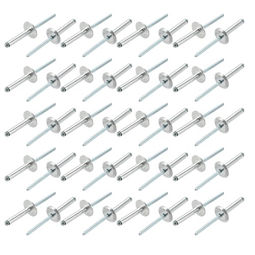 sourcing map 40Stk.5mm x 25mm Aluminum Offenes Ende Groß Flansch Blind Nieten von sourcing map