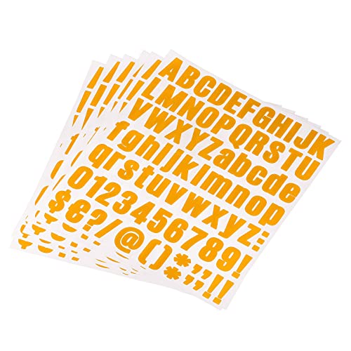 sourcing map 486Stk. Buchstabe Nummer Aufkleber Satz 1" Vinyl selbstklebend 6 Blatt Orange von sourcing map