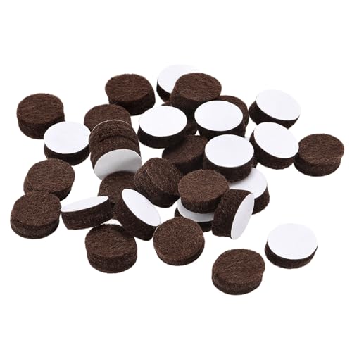 sourcing map 48Stk. Filz Möbelpolster Selbstklebend 12mm Durchm. 5mm Dicke Stuhlbein braun von sourcing map