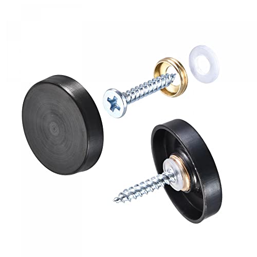 sourcing map 4Stk Schrauben 25mm/0.98" Deko Abdeckkappe Gebürstet für Schild Werbe Schwarz von sourcing map