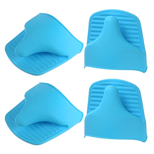 sourcing map 4Stk Silikon Oven Handschuhe Hitzebeständig Mini Topf Halter Silikon Ofenhandschuhe Gummi Griff Mini Backofen Handschuhe Topfhalter Fingerschutz für Küche Kochen Backen Blau von sourcing map