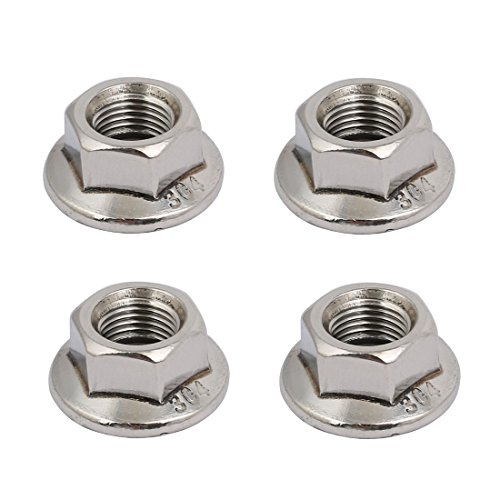 sourcing map 4 Stück M10 x 1,25mm Stellschraube Flanschmuttern Metrisch Feingewinde 304 Edelstahl Sechskantmutter von sourcing map
