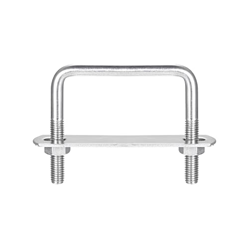 sourcing map 5 Sätze Quadratische U Bolzen 67mm(2.64") Innenbreite 65mm Länge M8 304 Edelstahl U Klemmschraube mit Mutter und Platte für Bootsanhänger von sourcing map