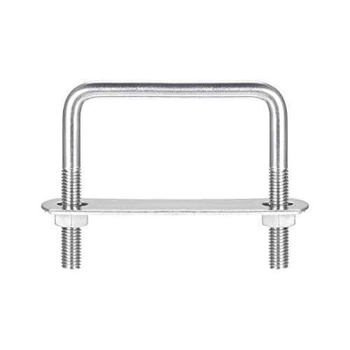 sourcing map 5 Sätze Quadratische U Bolzen 72mm(2.83") Innenbreite 70mm Länge M8 304 Edelstahl U Klemmschraube mit Mutter und Platte für Bootsanhänger von sourcing map