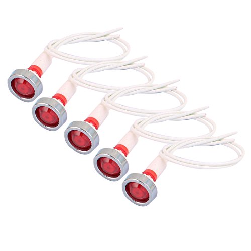 sourcing map 5 Stk AC 220V rote Kontrollleuchte Pilot Signallampen mit 19 cm Kabel de von sourcing map