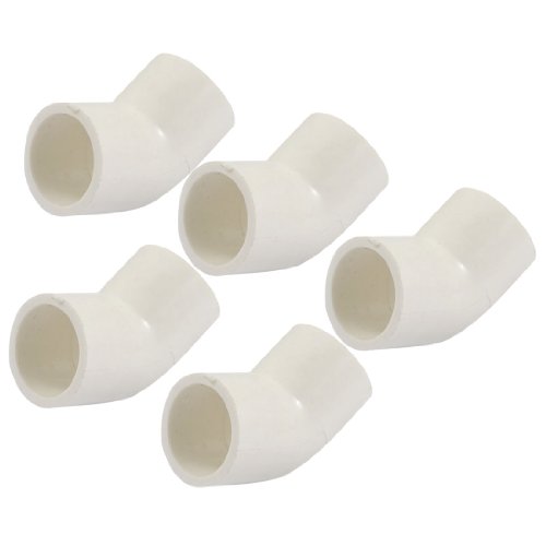 sourcing map 5 Stk Verbinder PVC-U 25mm Entwässerung Rohr Adapter Rohrverbinder 45 Grad Ellbogen Weiß von uxcell