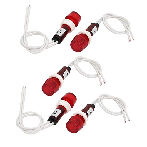 sourcing map 5 Stk. Kontrollleuchte Kontrolllampe Signallampe mit 14cm Kabel AC 220V Rot von sourcing map