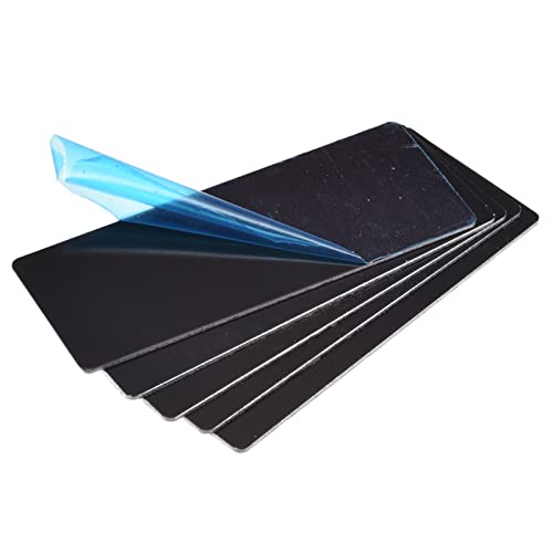 sourcing map 5 Stück Leere Metall Karten 80x30x1mm, Schwarz Metallkarte Aluminium Platte, DIY Lasergravur Rohlinge Tag für Klingelschild Visitenkarten Namensschilder Briefkasten Türschilder von sourcing map