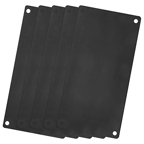 sourcing map 5 Stück Leere Metall Karten 80x50x0.4mm, Schwarz Metallkarte Edelstahl Platte mit 4 Loch, DIY Rohlinge Tag für Klingelschild Visitenkarten Namensschilder Briefkasten Türschilder von sourcing map