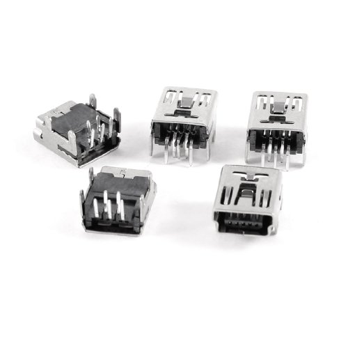 sourcing map 5 Stück Mini USB Type B Buchse Socket 5-Pin rechter Winkel DIP Jack Connector DE de von uxcell