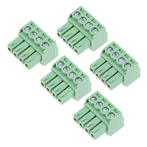 sourcing map 5 Stück Tonhöhe 4P Einschub PCB Klemmschiene Stecker Grün AC300V 8A 3.81mm von sourcing map