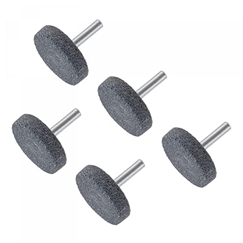 sourcing map 5 Stück montierte Schleifsteine, 1/4 Zoll Schaft, 3,8 cm Durchmesser, Korund-Schleifscheibe, Polierkopf für Drehwerkzeug von sourcing map