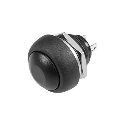 sourcing map 5 Stücke 12mm Schwarz Momentan Druckschalter Runde Flache Taste SPST 1 NO 1 NC von sourcing map