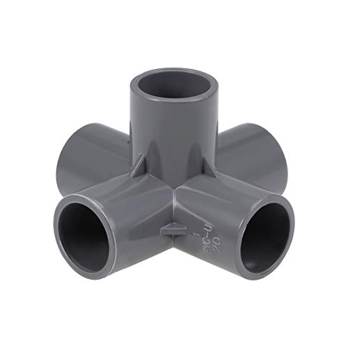 sourcing map 5-Wege T-Stück PVC Anschlussbogen 20 mm, 10 Stück Möbel Anschlussbogen Bewässerungssprinkler Rohrverbinder Grau von sourcing map