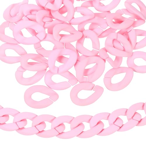 sourcing map 50 Stück Acryl Verbindungsringe, 39mm Kunststoff Schnellverbinder C-Clips Haken für Handtaschenketten, DIY Schmuckherstellung, Pink von sourcing map