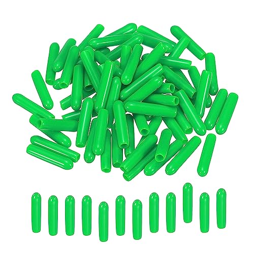 sourcing map 50 Stück Gummi Endkappen 2 mm PVC Vinyl Kunststoff Schutzkappen Abdeckung für Schrauben Bolzen Gewinde Metallstäbe Elektrokabeln Drahtseile Bowdenzug Rund Rohr Zaunpfosten, Grün von sourcing map