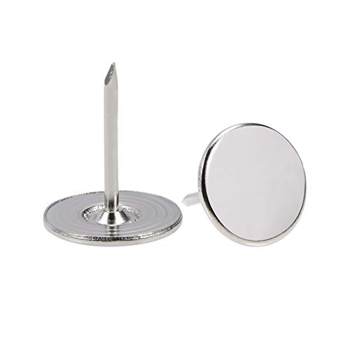 sourcing map 50 Stück Polsternägel, flacher Kopf Reißzwecken Möbelnagel Silberton Pause Für Sofa Möbel Kopfteile Dekorative Nagelköpfe 16mmx20mm Flachkopf von sourcing map