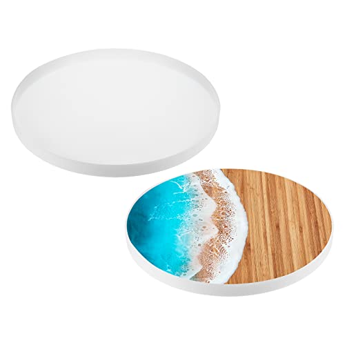 sourcing map 50 cm Charcuterie Board Harz Silikonform Tablett Epoxidform Schneidebrett Couchtisch für DIY Kunst Heimdekoration (rund) von sourcing map