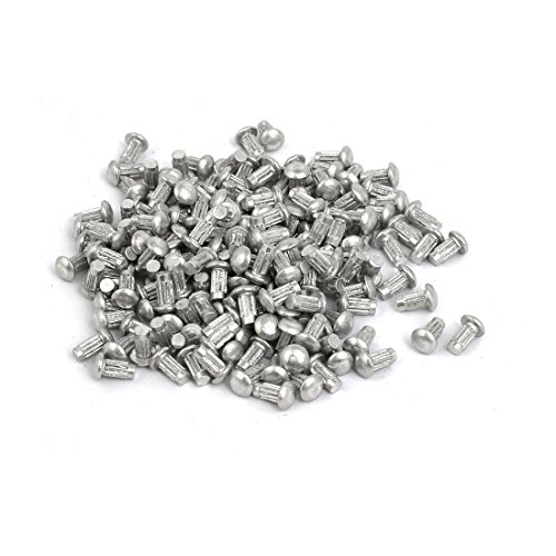 sourcing map 500pcs M2,5 x 5mm Gerändelter Schaft runden Kopf Aluminium Vollniet Silberton de von uxcell