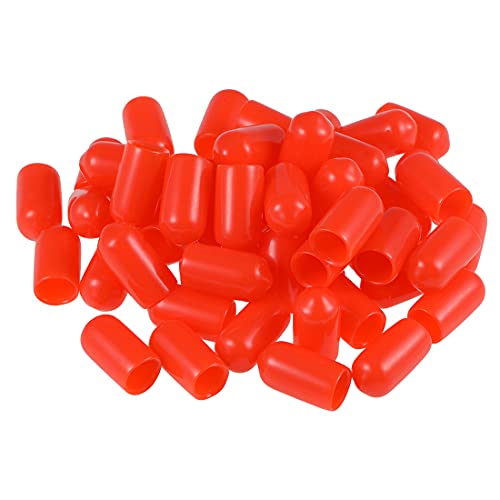 sourcing map 50 Stück Gummi Endkappen 6,5mm Innendurchm. Gummikappen Runde Schutzkappen Gummi Abdeckung Stopfen Möbelgleiter Bolzen Gewindeschutz für Schrauben Rohr Stuhlbeine, Rot von sourcing map