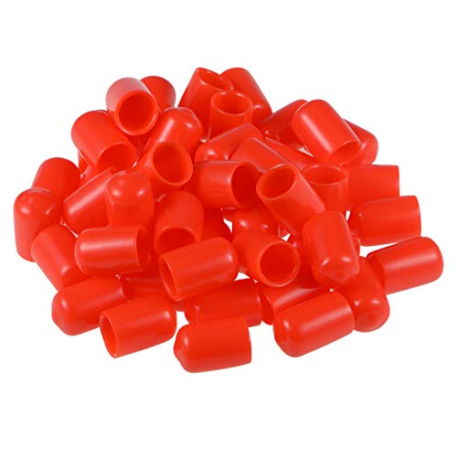 sourcing map 50 Stück Gummi Endkappen 11mm Innendurchm. Gummikappen Runde Schutzkappen Gummi Abdeckung Stopfen Möbelgleiter Bolzen Gewindeschutz für Schrauben Rohr Stuhlbeine, Rot von sourcing map